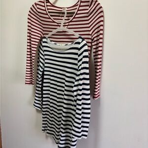 Striped Long Sleeve Tops - Red and Navy Set of 2! XS JCrew